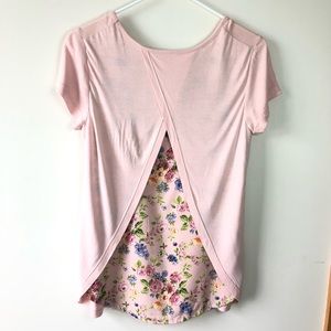 Stile Benetton split back top floral pale pink